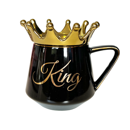Taza King con Corona Dorada y Cucharita de Corona