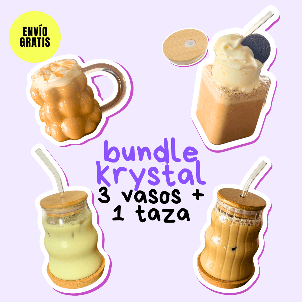 Bundle Krystal: Taza Bubble + 3 Vasos de Ensueño