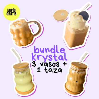 Bundle Krystal: Taza Bubble + 3 Vasos de Ensueño
